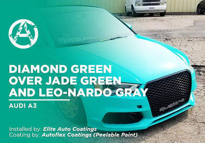 DIAMOND GREEN OVER JADE GREEN AND LEO-NARDO GRAY | AUTOFLEX COATINGS | PEELABLE PAINT | AUDI A3