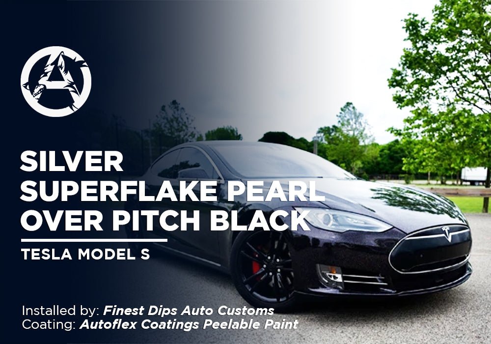 SILVER SUPERFLAKE PEARL OVER PITCH BLACK | AUTOFLEX COATINGS | TESLA MODEL S - Alpha Pigments