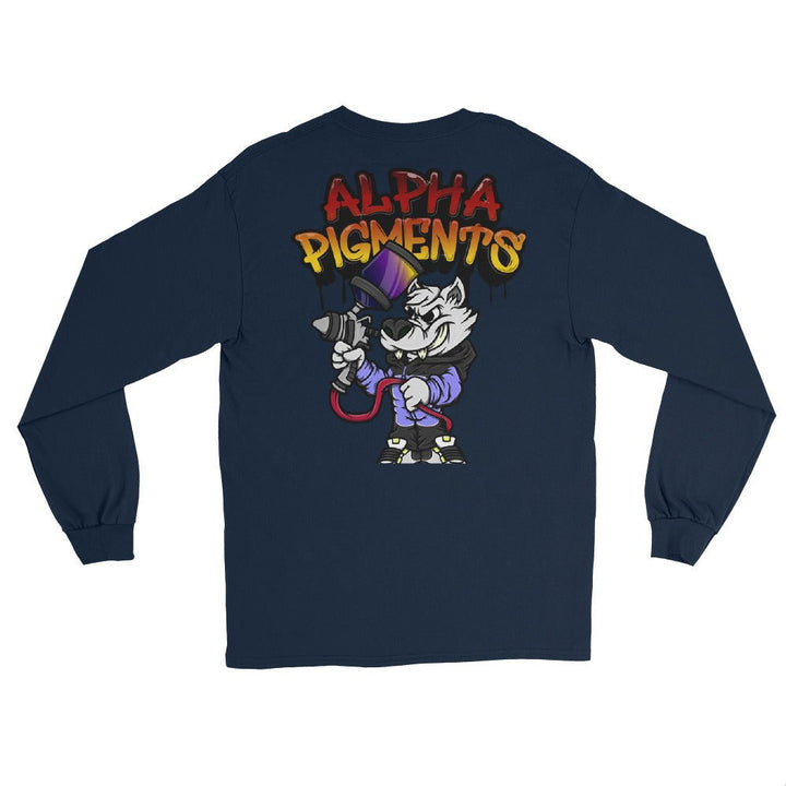 Alpha Pigments | Wolf Painting | Front & Back Men’s Long Sleeve Shirt - Alpha Pigments