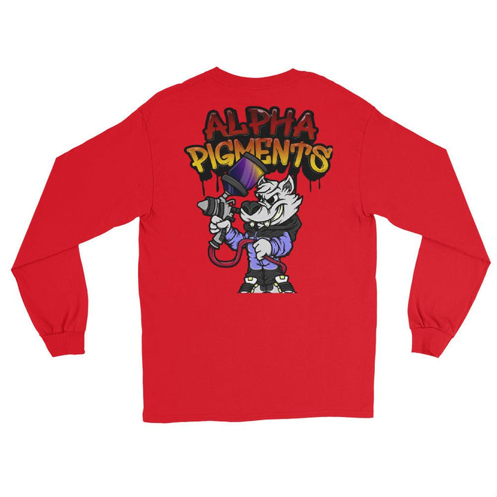Alpha Pigments | Wolf Painting | Front & Back Men’s Long Sleeve Shirt - Alpha Pigments
