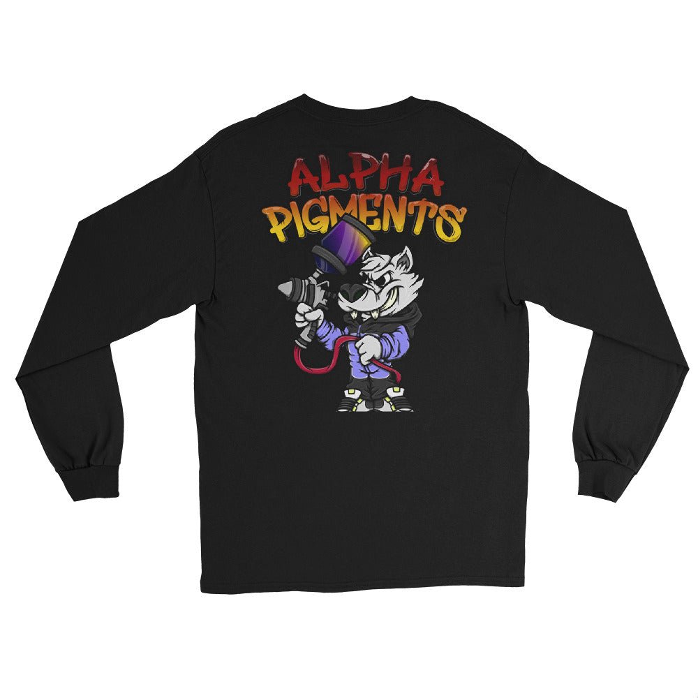 Alpha Pigments | Wolf Painting | Front & Back Men’s Long Sleeve Shirt - Alpha Pigments