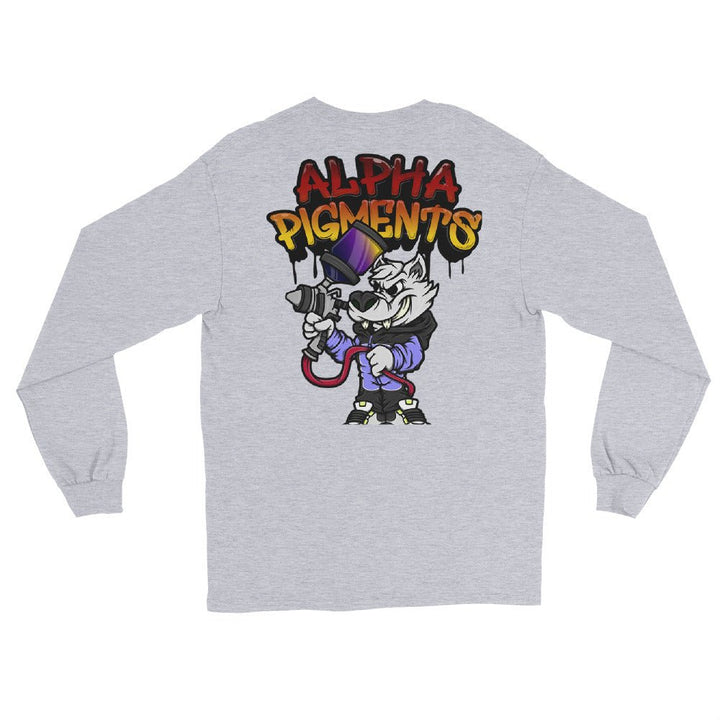 Alpha Pigments | Wolf Painting | Front & Back Men’s Long Sleeve Shirt - Alpha Pigments