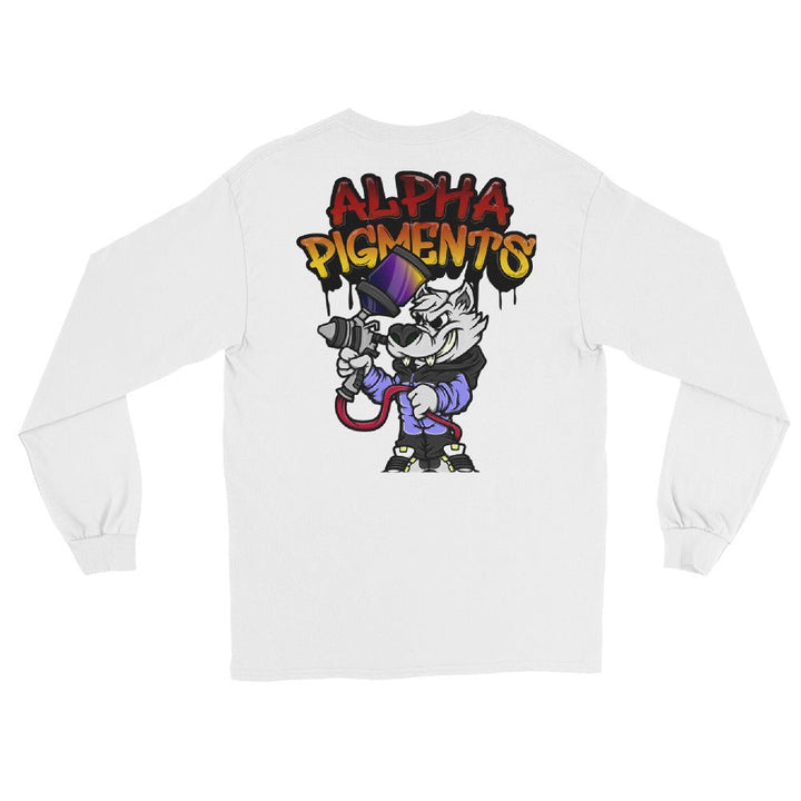Alpha Pigments | Wolf Painting | Front & Back Men’s Long Sleeve Shirt - Alpha Pigments