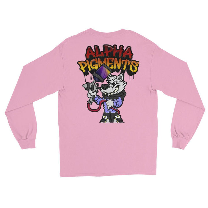 Alpha Pigments | Wolf Painting | Front & Back Men’s Long Sleeve Shirt - Alpha Pigments