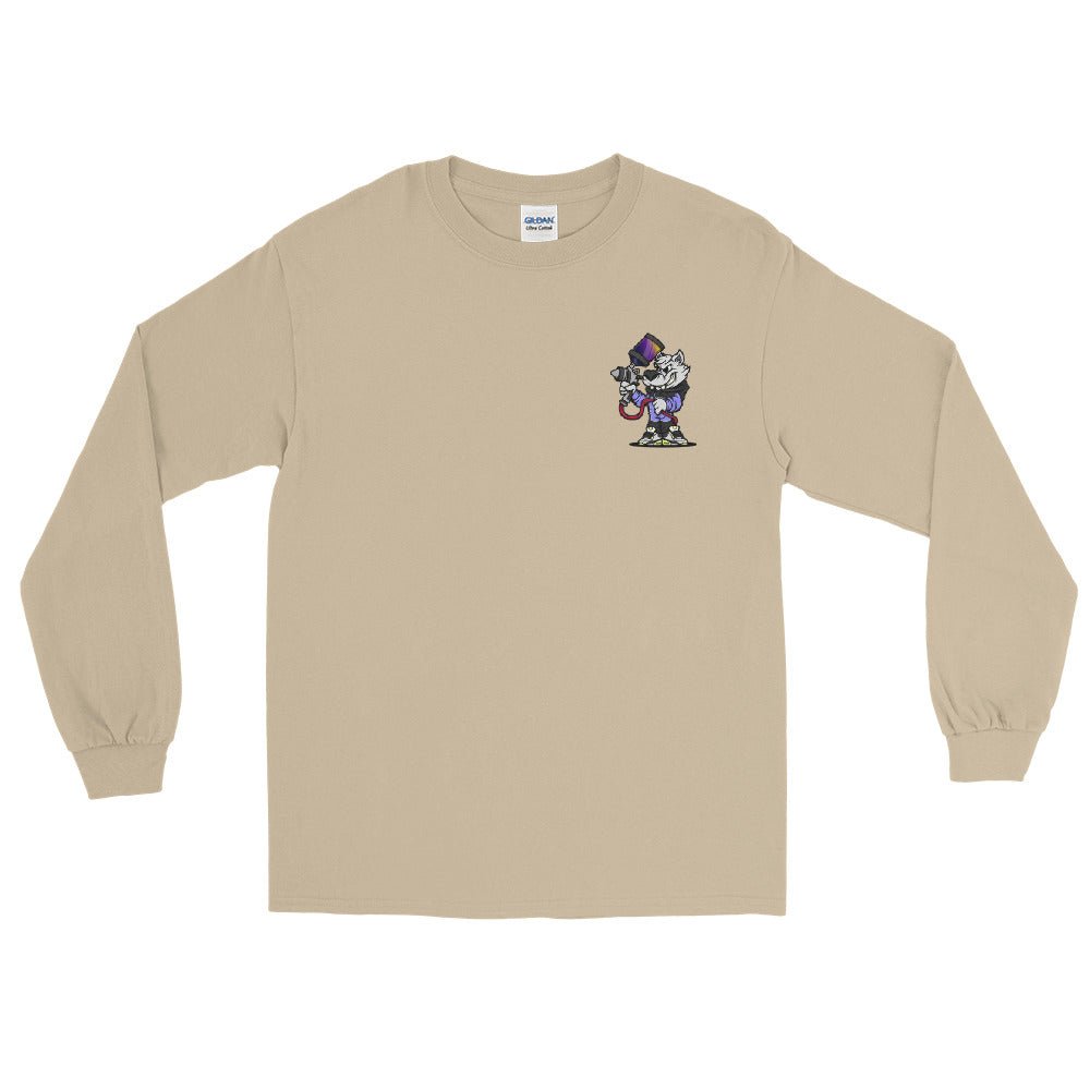 Alpha Pigments | Wolf Painting | Front & Back Men’s Long Sleeve Shirt - Alpha Pigments