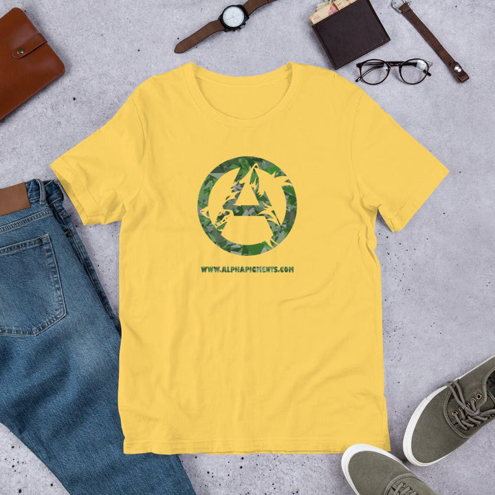 Short-Sleeve Unisex Green Camo T-Shirt - Alpha Pigments