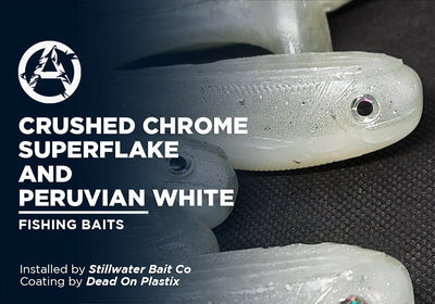 CRUSHED CHROME SUPERFLAKE AND PERUVIAN WHITE | DEAD ON PLASTIX | FISHING BAITS