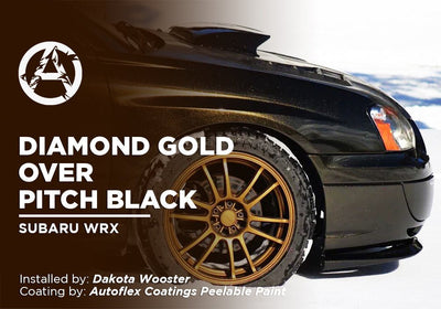 DIAMOND GOLD OVER PITCH BLACK | AUTOFLEX COATINGS | PEELABLE PAINT | SUBARU WRX