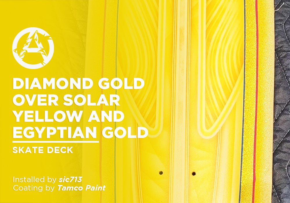 DIAMOND GOLD OVER SOLAR YELLOW AND EGYPTIAN GOLD | TAMCO PAINT | SKATE DECK - Alpha Pigments