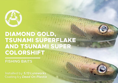 DIAMOND GOLD, TSUNAMI SUPERFLAKE AND SUPER COLORSHIFT | DEAD ON PLASTIX | FISHING BAITS