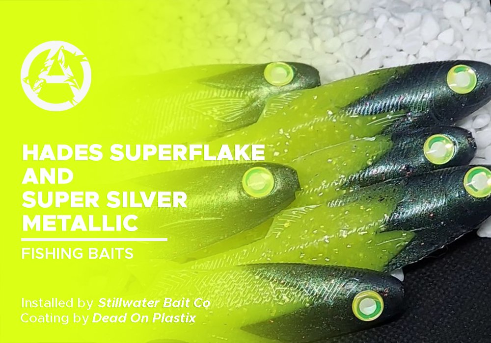 HADES SUPERFLAKE AND SUPER SILVER METALLIC | DEAD ON PLASTIX | FISHING BAITS - Alpha Pigments