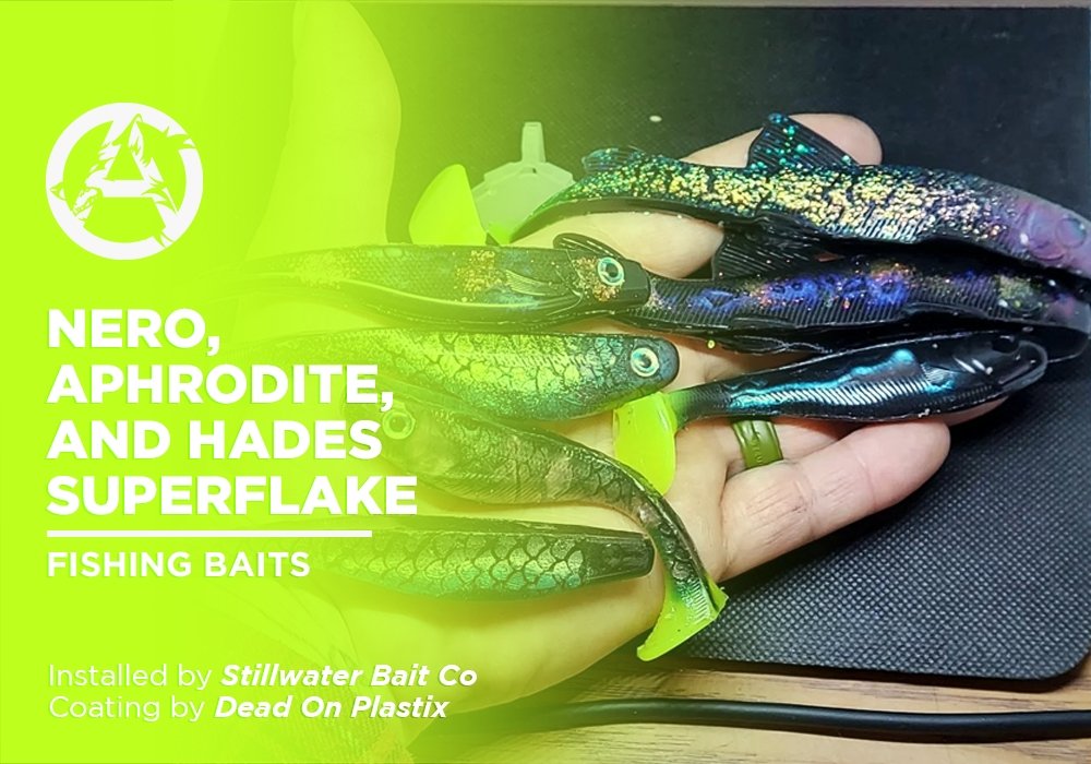 NERO, APHRODITE, AND HADES SUPERFLAKE | DEAD ON PLASTIX | FISHING BAITS - Alpha Pigments