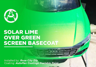 SOLAR LIME OVER GREEN SCREEN BASECOAT | AUTOFLEX COATINGS | PEELABLE PAINT