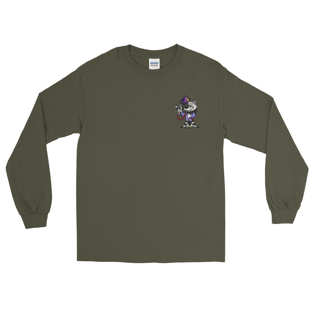 Alpha Pigments | Wolf Painting | Front & Back Men’s Long Sleeve Shirt - Alpha Pigments