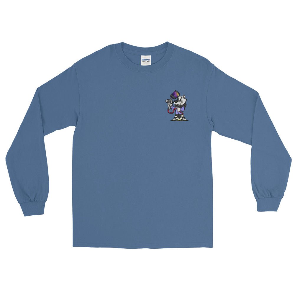 Alpha Pigments | Wolf Painting | Front & Back Men’s Long Sleeve Shirt - Alpha Pigments