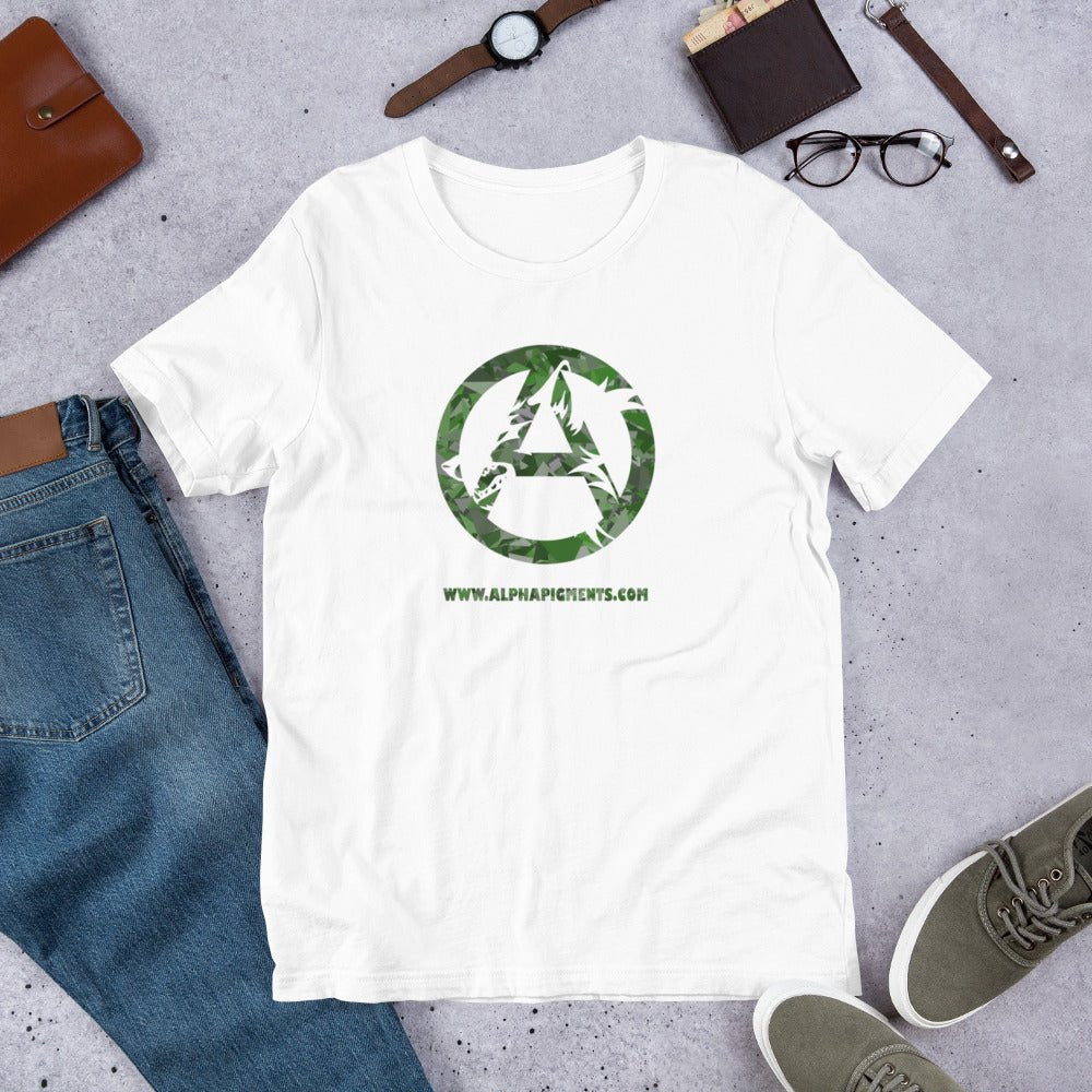 Short-Sleeve Unisex Green Camo T-Shirt - Alpha Pigments
