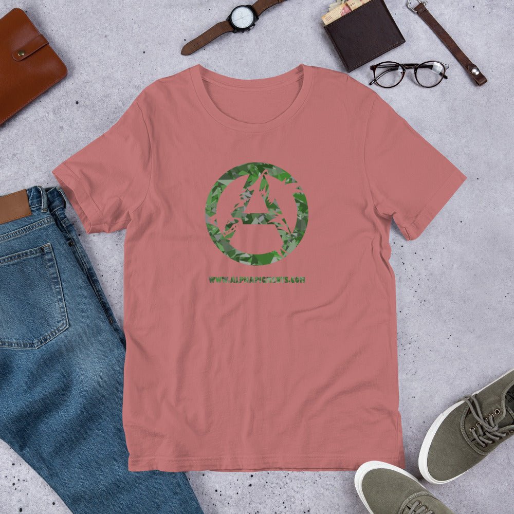 Short-Sleeve Unisex Green Camo T-Shirt - Alpha Pigments