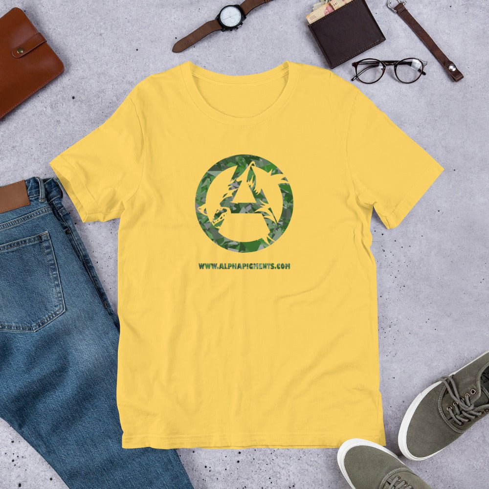 Short-Sleeve Unisex Green Camo T-Shirt - Alpha Pigments