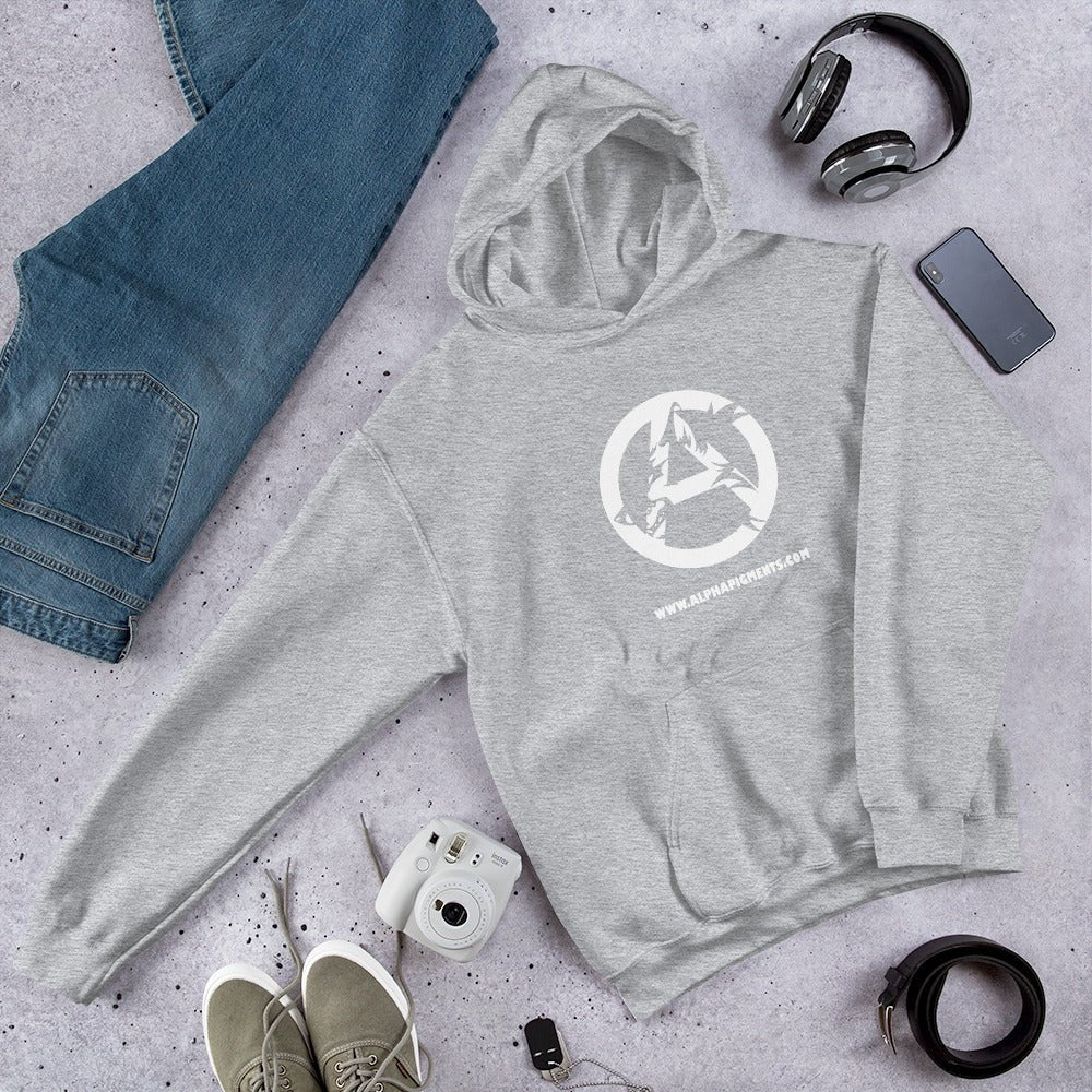 Unisex Black Wolf Logo Hoodie - Alpha Pigments
